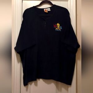 Looney Tunes Tweety Bird Navy Embroidered Blouse Size 3X